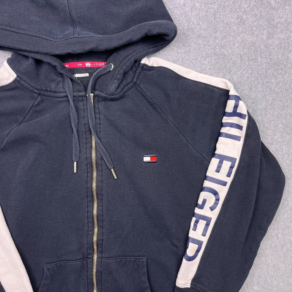 tommy hilfiger sports hoodie blue full zip sweatshirt large - Picture 3 of 10